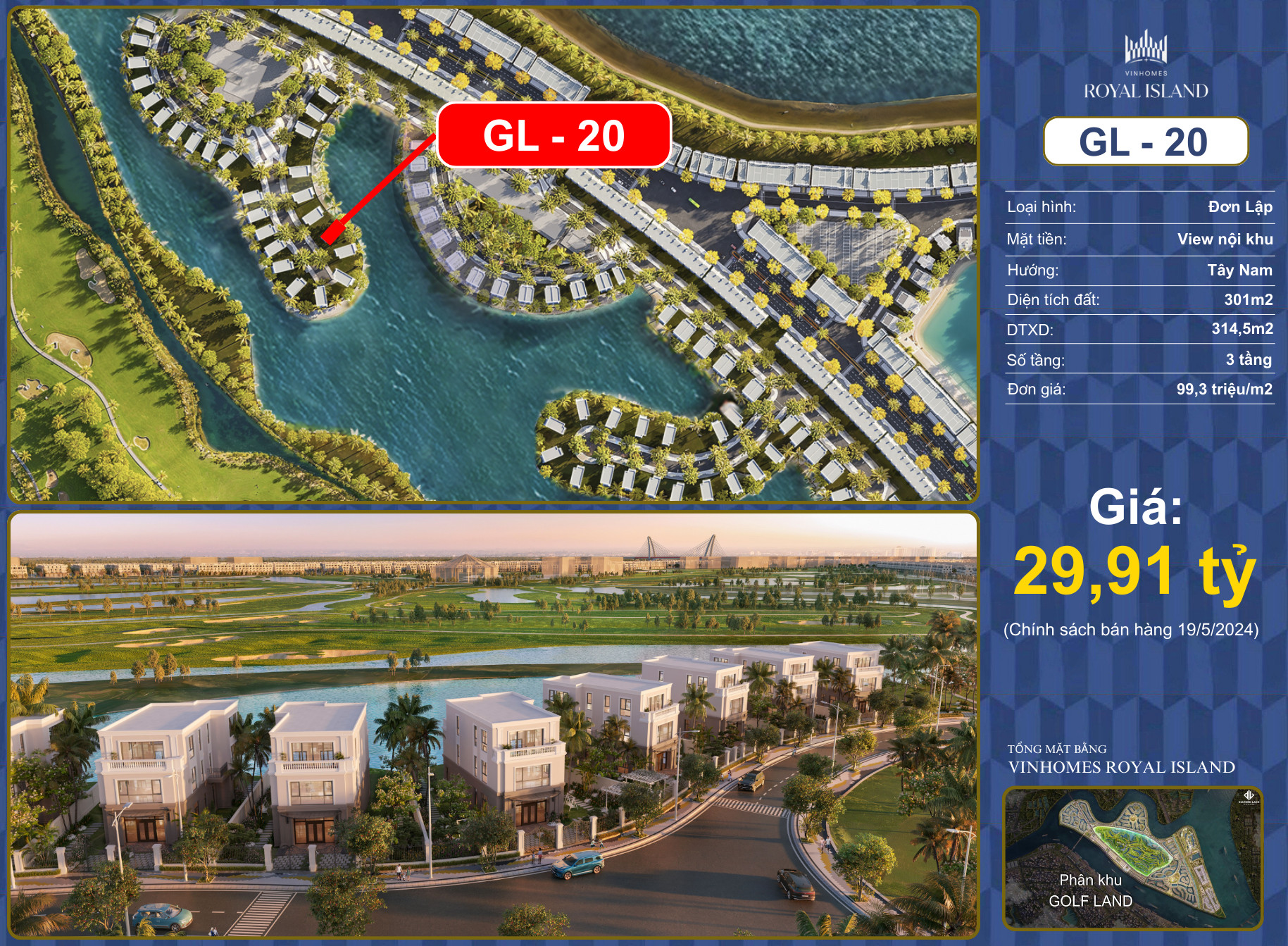 Giá biệt thự Golf Land Vinhomes Vũ Yên