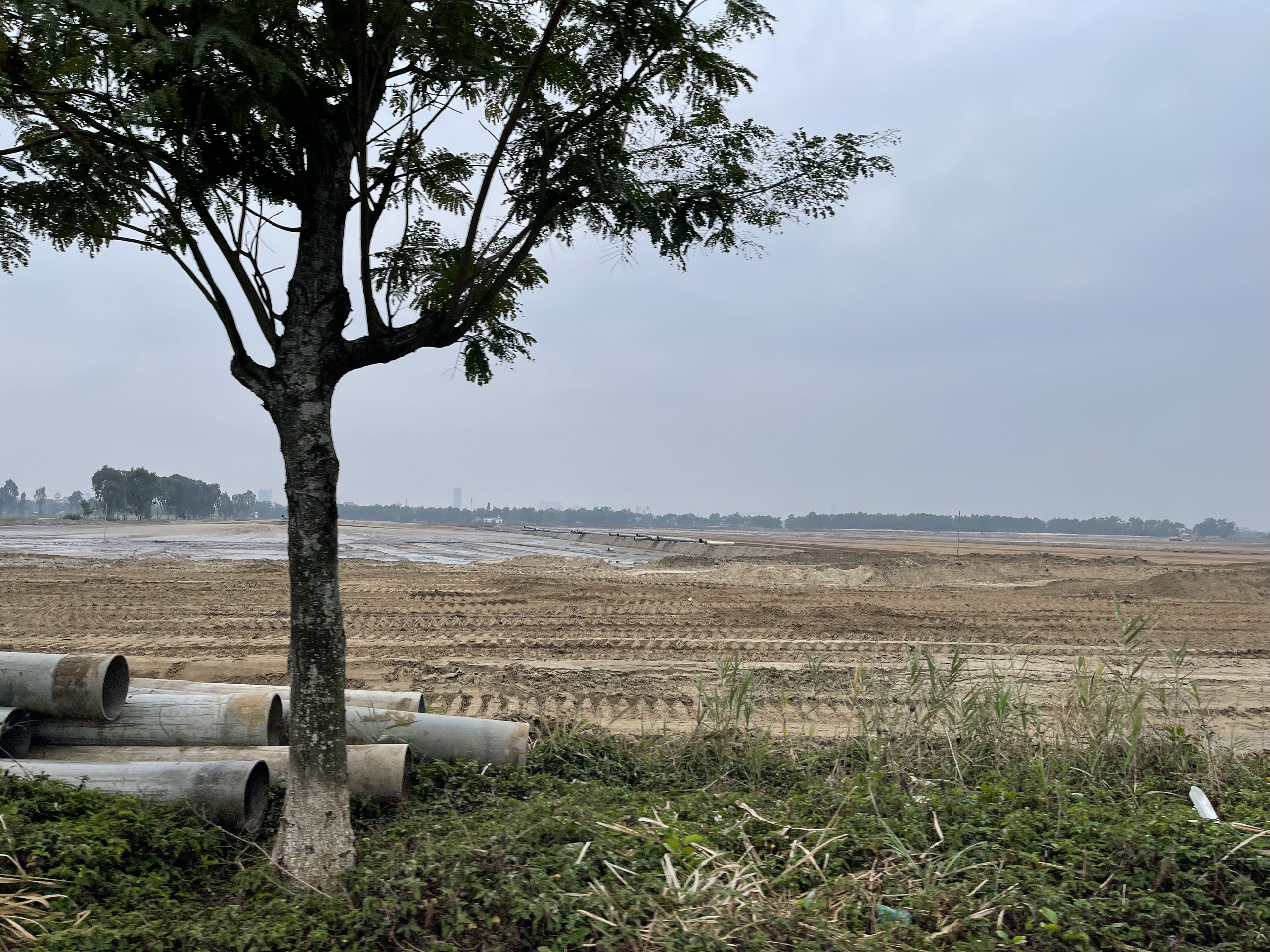 Dự án Vinhomes Vũ Yên tại đảo Vũ Yên đã thực hiện cơ bản việc san lấp mặt bằng